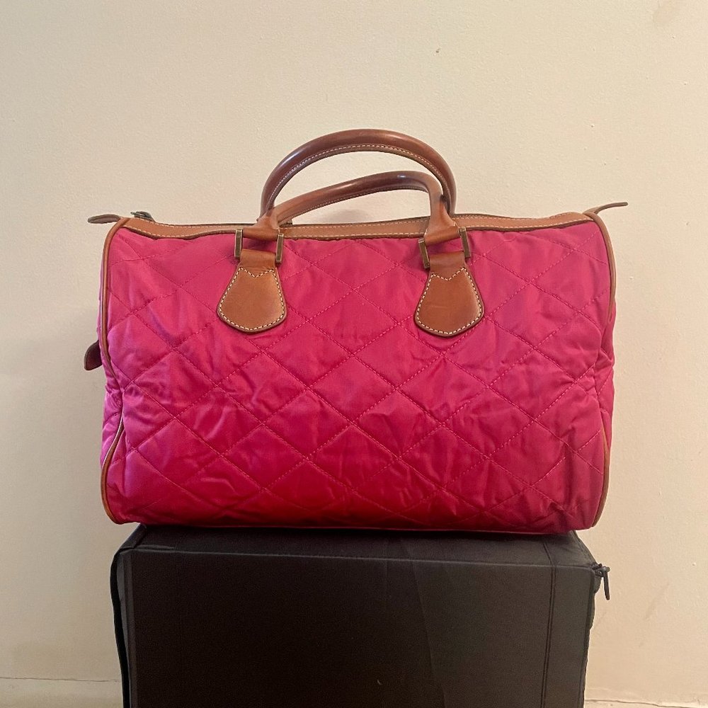 J. Crew Hot Pink Quilted Travel Tote Bag